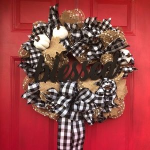 Buffalo pattern fall wreath